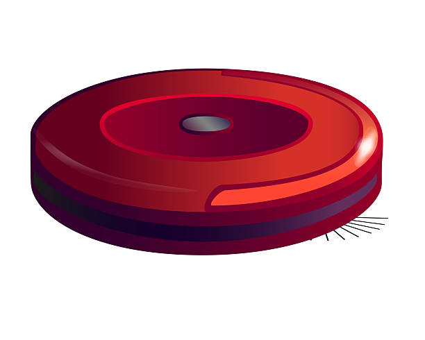istock Red, round robot vacuum cleaner - vector full color picture. Robotic, wireless, self-contained red vacuum cleaner. 2208171847
