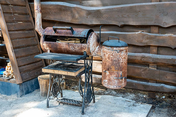 istock View on barbecue zone in woods. BBQ scene 2208175106