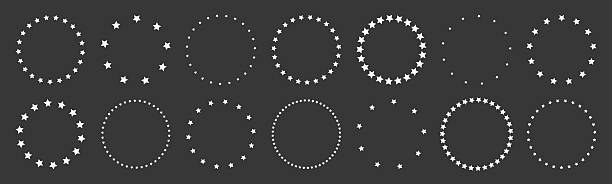White star icons in circle. Round frames with stars. Vector illustration graphic design