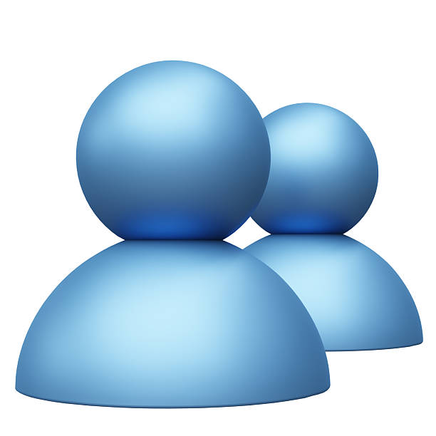 Social media users, blue color human icons isolated on white, 3d render