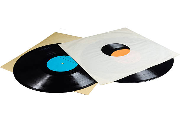 istock Vintage Vinyl Record Collection with Sleeves on white Background 2208180817