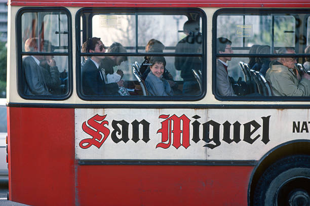 Barcelona, Spain – March 1, 1984: 35mm - Kodachrome. City Bus.