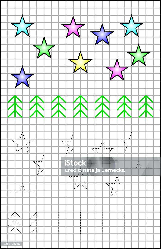 Square Paper Activity Educational Page With Exercises For Children On A Square Paper ...