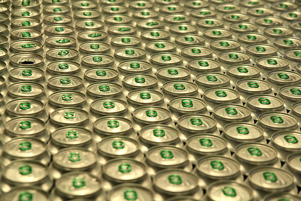 Tin metal cans accumulate in a store in Lublin, Poland.