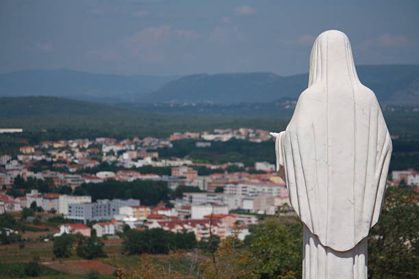 By the end of the stations of the pilgrimage you can find a statue of the Virgin Mary overlooking Brdo Križevac and Međugorje, Bosnia-Herzegovina.