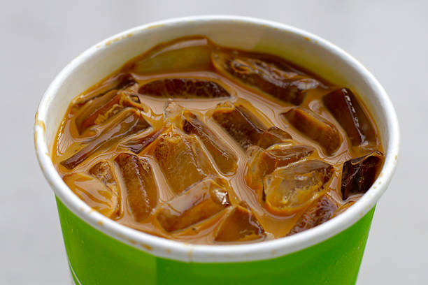 Paper cup of iced coffee drink