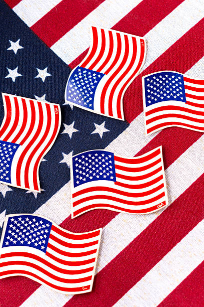 istock Some colorful American flag-themed stickers. 2208201386