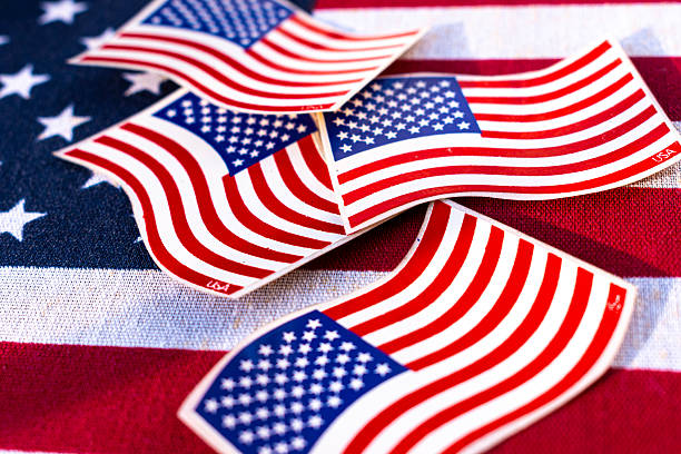 istock Colorful American flag-themed stickers. 2208201404