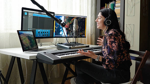 istock Female Influencer Recording New Podcast In Studio 2208203831