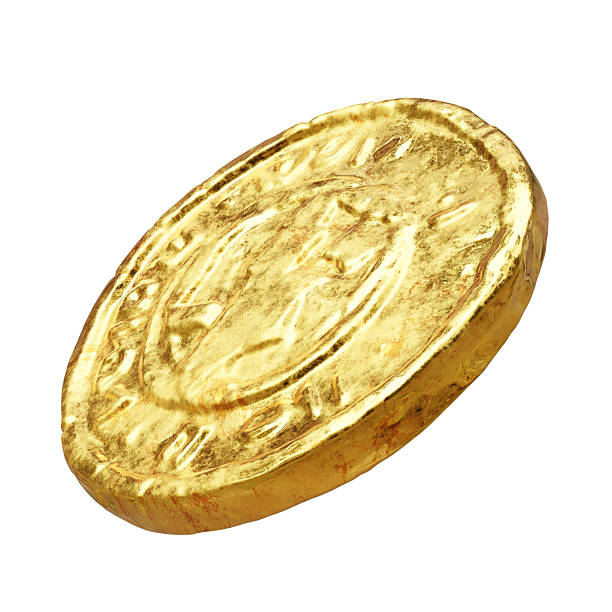 istock Golden coin isolated on white, Old currency. 2208221884