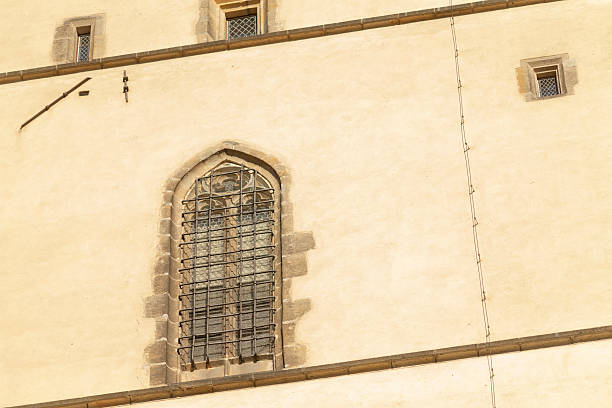 Old Medieval Stained Glass Window in Venice, Italy