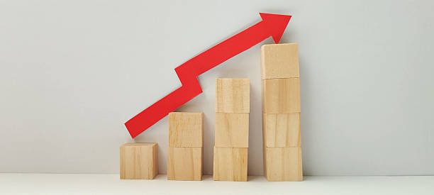 istock Business growth trend visualization office setting infographic minimalist design aerial view professional concept 2208226947