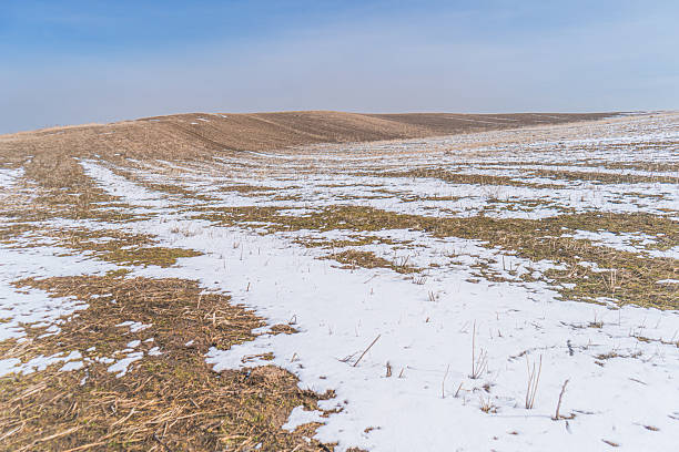 istock Rolling Hills with Melting Snow Under Clear Blue Sky – Early Spring Landscape 2208241703