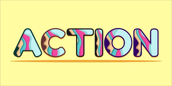 Acion Word Action Word Art Typography Illustration Vector Stock Illustration ...