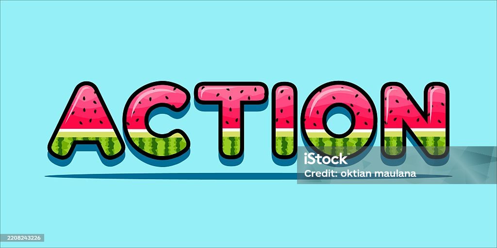 Action Word Design Action Word Art Typography Illustration Vector Stock Illustration ...