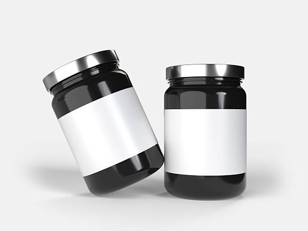 istock Whey protein and mass gain plastic jar, bottle packaging mockup 3d glossy plastic design. Fitness nutrition canister design template for pill capsule cylinder, vitamins. Supplement gym and workout 2208245362