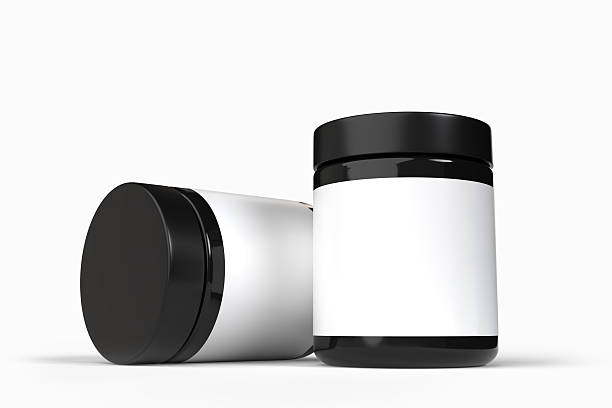 istock Whey protein and mass gain plastic jar, bottle packaging mockup 3d glossy plastic design. Fitness nutrition canister design template for pill capsule cylinder, vitamins. Supplement gym and workout 2208245389