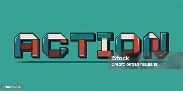 Acion Word Action Word Art Typography Illustration Vector Stock Illustration ...
