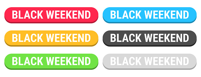 Weekend Button Black Weekend Colorful 3d Click Web Buttons On Blank Background Stock ...