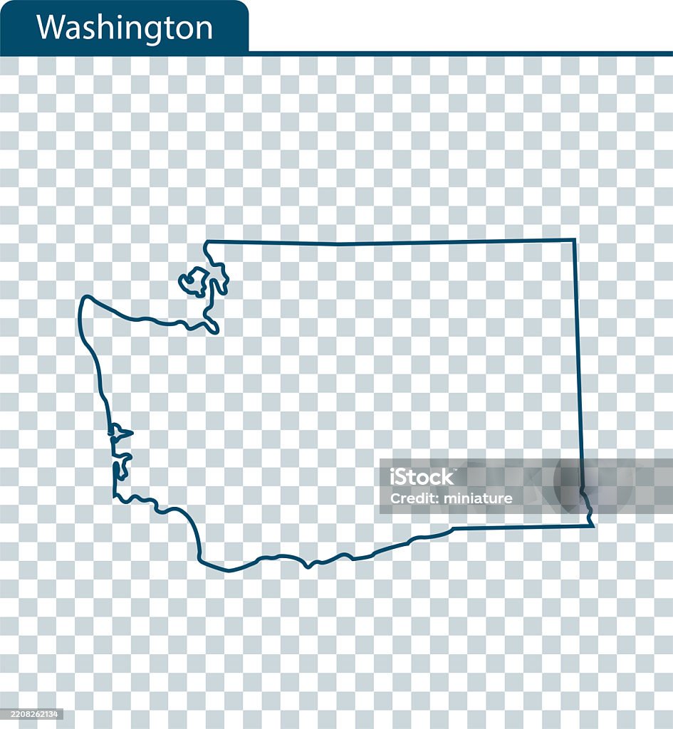 Washington Map Clean Washington Map Stock Illustration - Download Image Now - Abstract ...