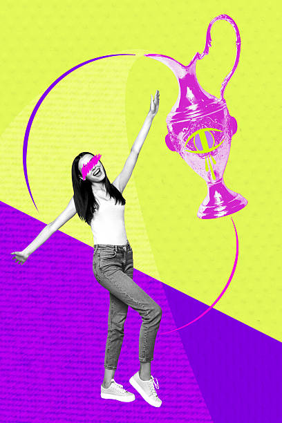 istock Creative artwork template sketch image 3D collage of security oversee eyesight vision escape vase decor young lady walk smile cover eyes 2208263801