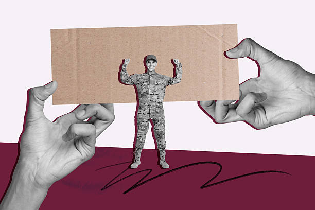 istock Template sketch image composite artwork collage of army uniform young woman stand strike resources democracy banner right support leader 2208265752