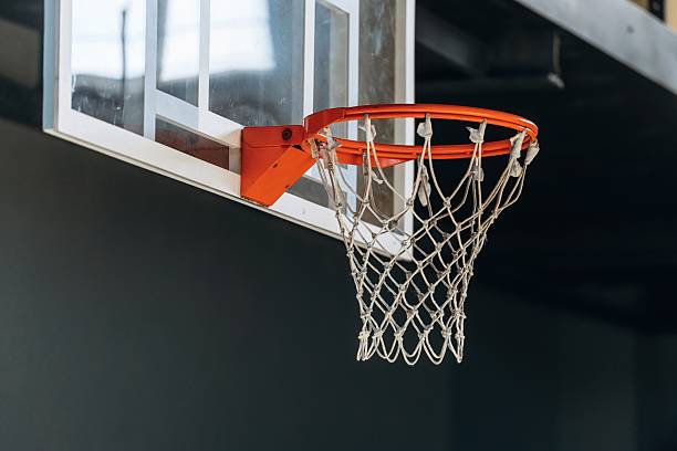 istock Basketball hoop indoors, high up 2208266868