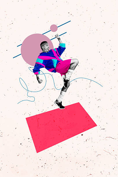 istock Trend artwork sketch design montage collage of dynamic sport training fit warmup activity healthcare determination young man excited smile 2208268552