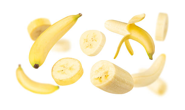 istock Falling Banana isolated on white background with clipping path, full depth of field 2208276982