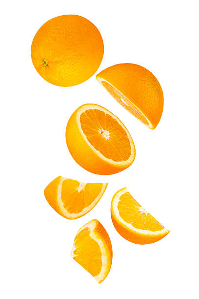 istock Falling Orange isolated on white background with clipping path, full depth of field 2208277144