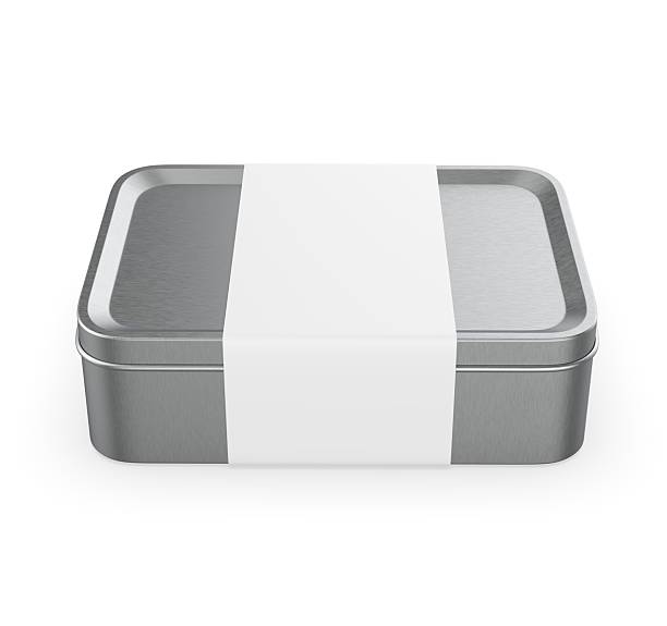 istock Stainless steel or tin metal shiny silver box container for mock up and packaging Design. 2208281197