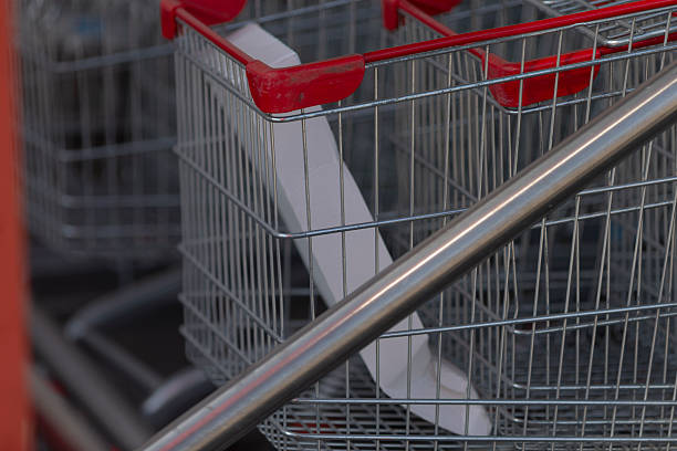 istock Supermarket Shopping Carts Featuring a Durable Metal Framework Design 2208282554