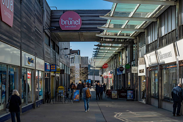 Swindon, UK. 1 April 2025. People walking at The Brunel shopping centre in central Swindon