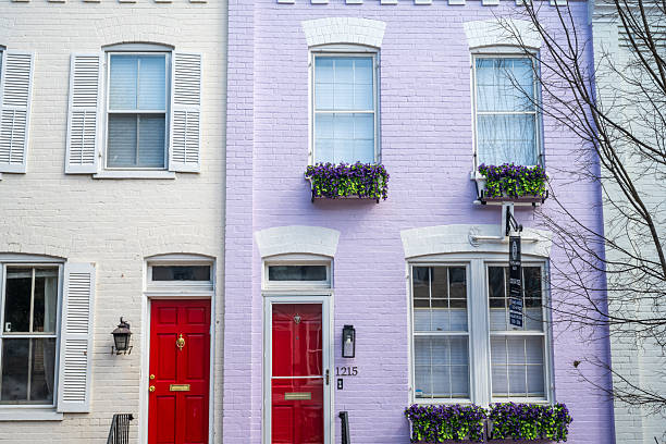 Colorful row houses in Washington DC, USA