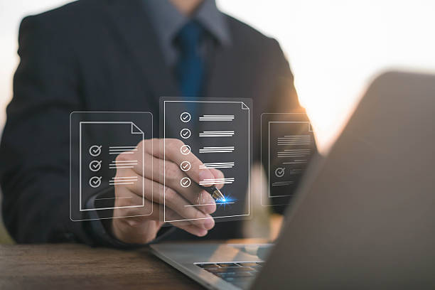 istock Digital Signature technology office. Businessman sign document, Show digital document virtual on laptop,Online business E-signing on network connection, digital document management 2208301583