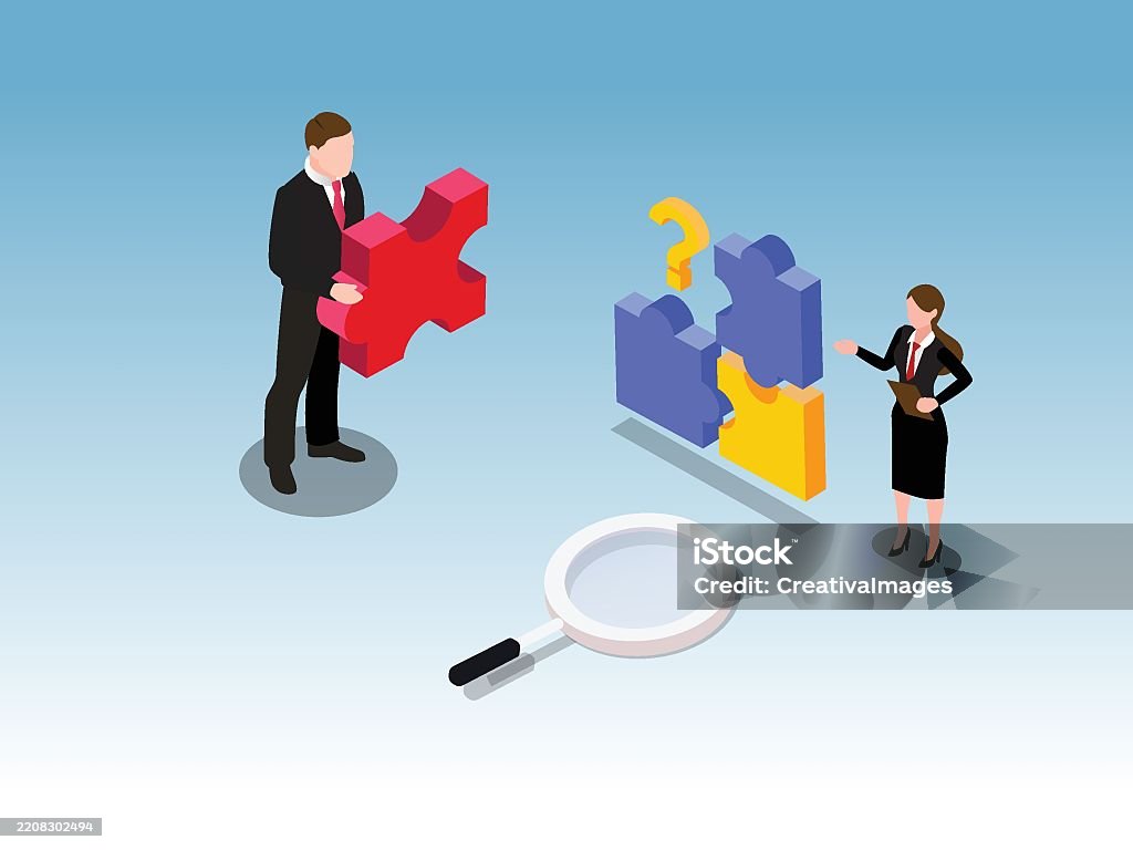 Problem Solving And Solution Finding 3d Isometric Illustration Stock ...