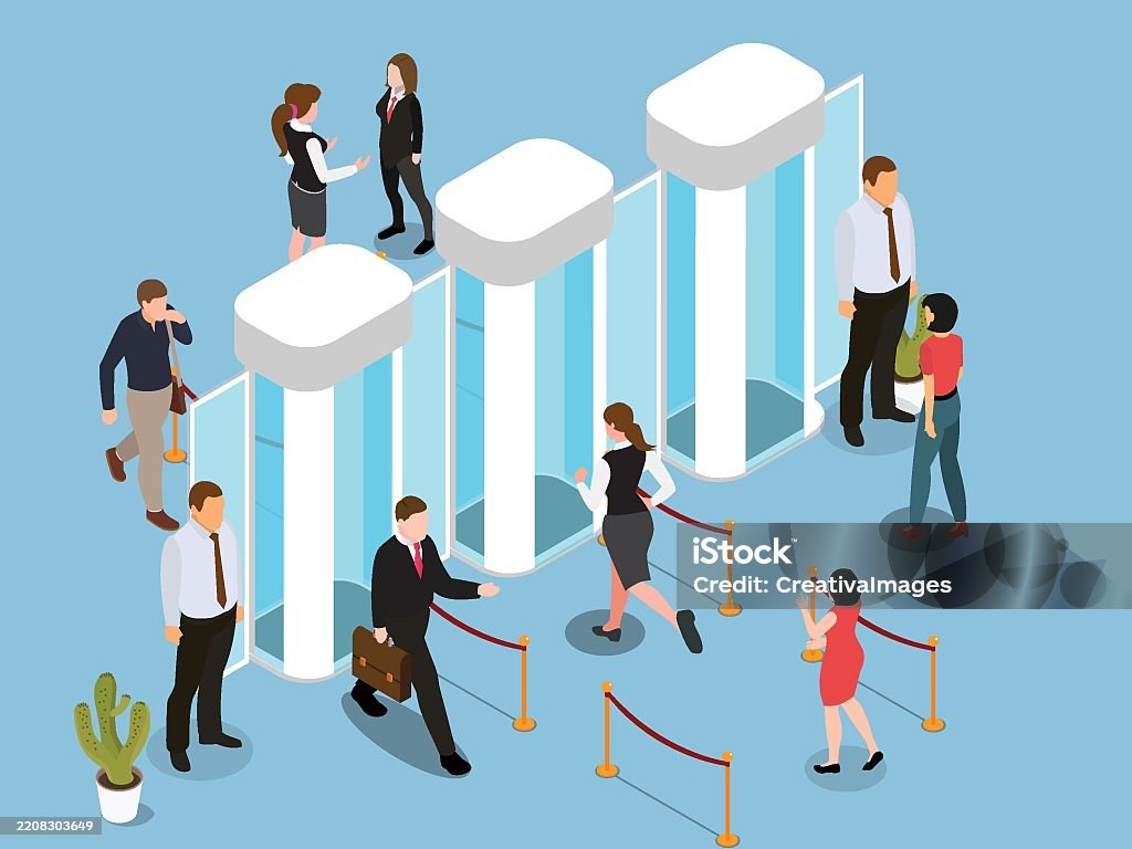 Airport Security Checkpoint 3d Isometric Illustration Stock ...