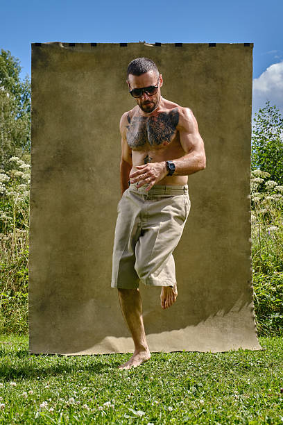 Hip-hop dancer outdoor. Shallow depth of field
