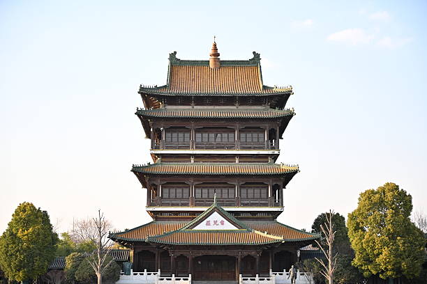 The Dingdu Pavilion in Beijing, China at sunset