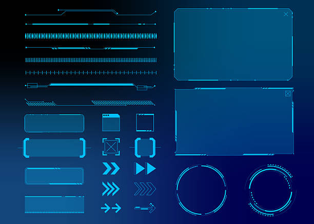 stockillustraties, clipart, cartoons en iconen met futuristic hud ui elements for digital display and interface design - hud grafische gebruikersinterface