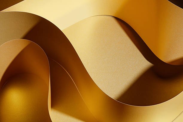 istock Abstract shapes concept design background from Golden printing paper sheets. 2208332713