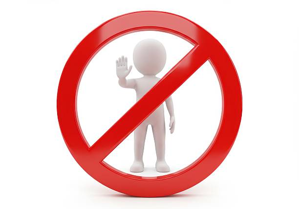 istock 3D Stick Figure with 'Stop' Sign 2208333458