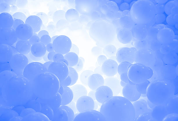 istock Blue background with flying balloons - clean design, 3d abstract realistic banner. 2208338322