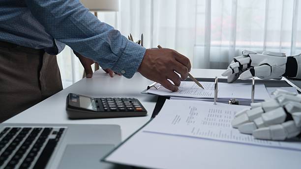 istock Modern Workspace with Human and Robot Collaboration for Business Tasks 2208344663