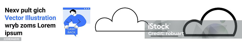 Modern Cloud Loading Concept With Man Holding Loading Sign And Cloud ...