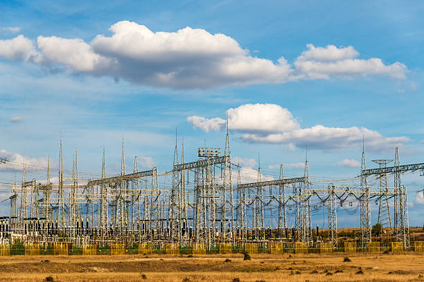 istock Panoramic view of electrical power station. Copy space. 2208357629