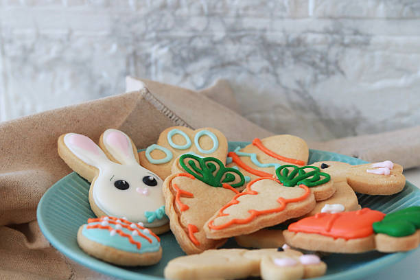 istock Easter-Themed Decorated Sugar Cookies on a Plate 2208358546