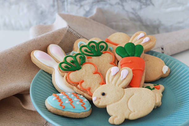 istock Easter-Themed Decorated Sugar Cookies on a Plate 2208358575
