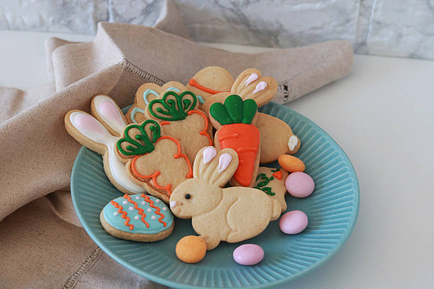 istock Easter-Themed Decorated Sugar Cookies on a Plate 2208358632