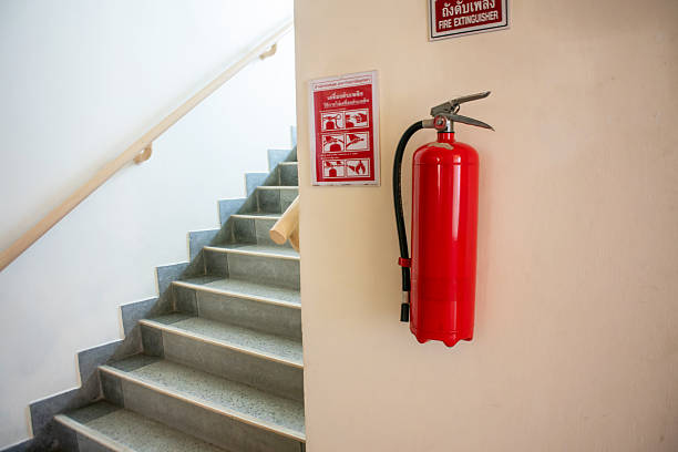 istock Fire Safety Equipment Near Staircase for Emergencies 2208361342